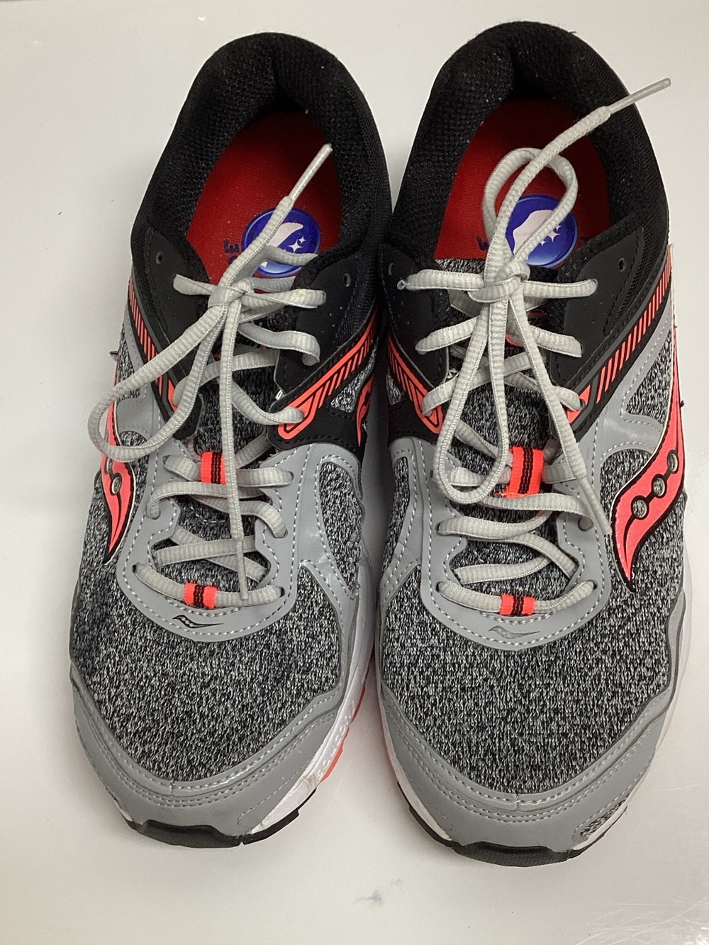 Saucony Gray and Coral Athletic Running Shoes